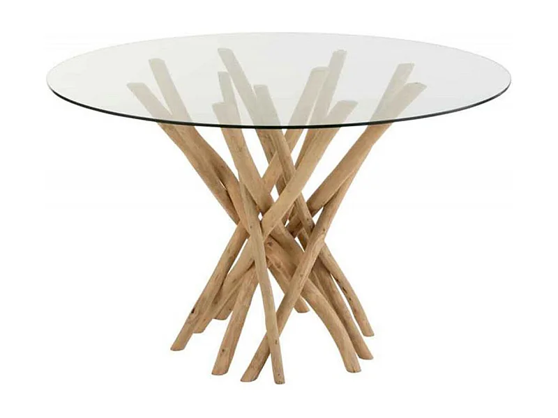 Table à Manger en Teck "Driftwood" 120cm Naturel