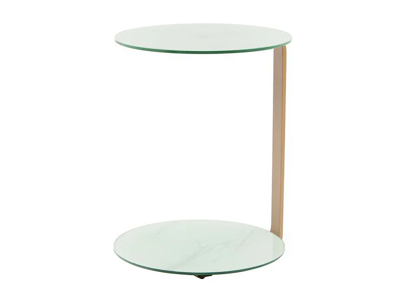 Table d'Appoint Design "Quentin" 53cm Or & Blanc