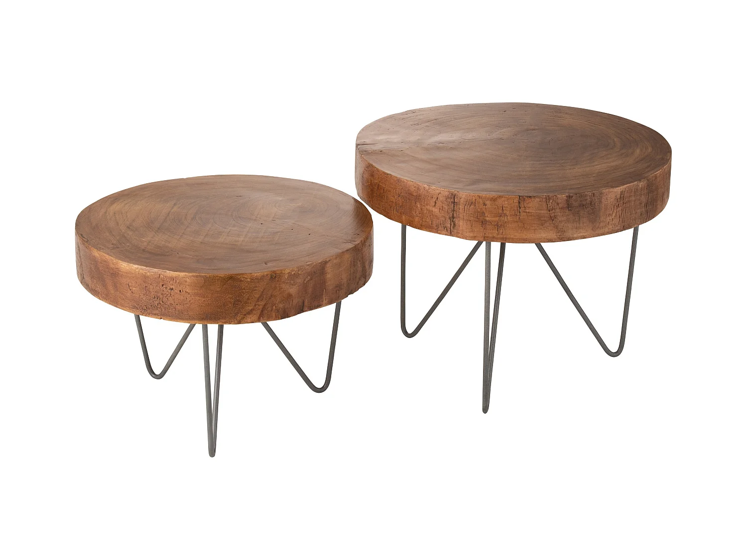 Lot de 2 Tables d'Appoint "Wood Paulownia" 50cm Marron