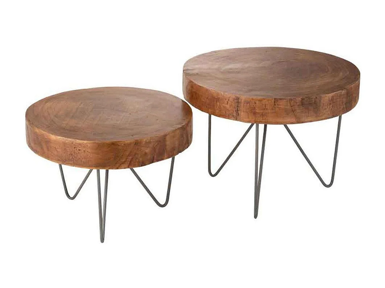 Lot de 2 Tables d'Appoint "Wood Paulownia" 50cm Marron