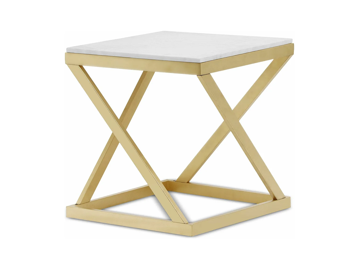 Table d'Appoint Design "Palamo" 57cm Or & Blanc