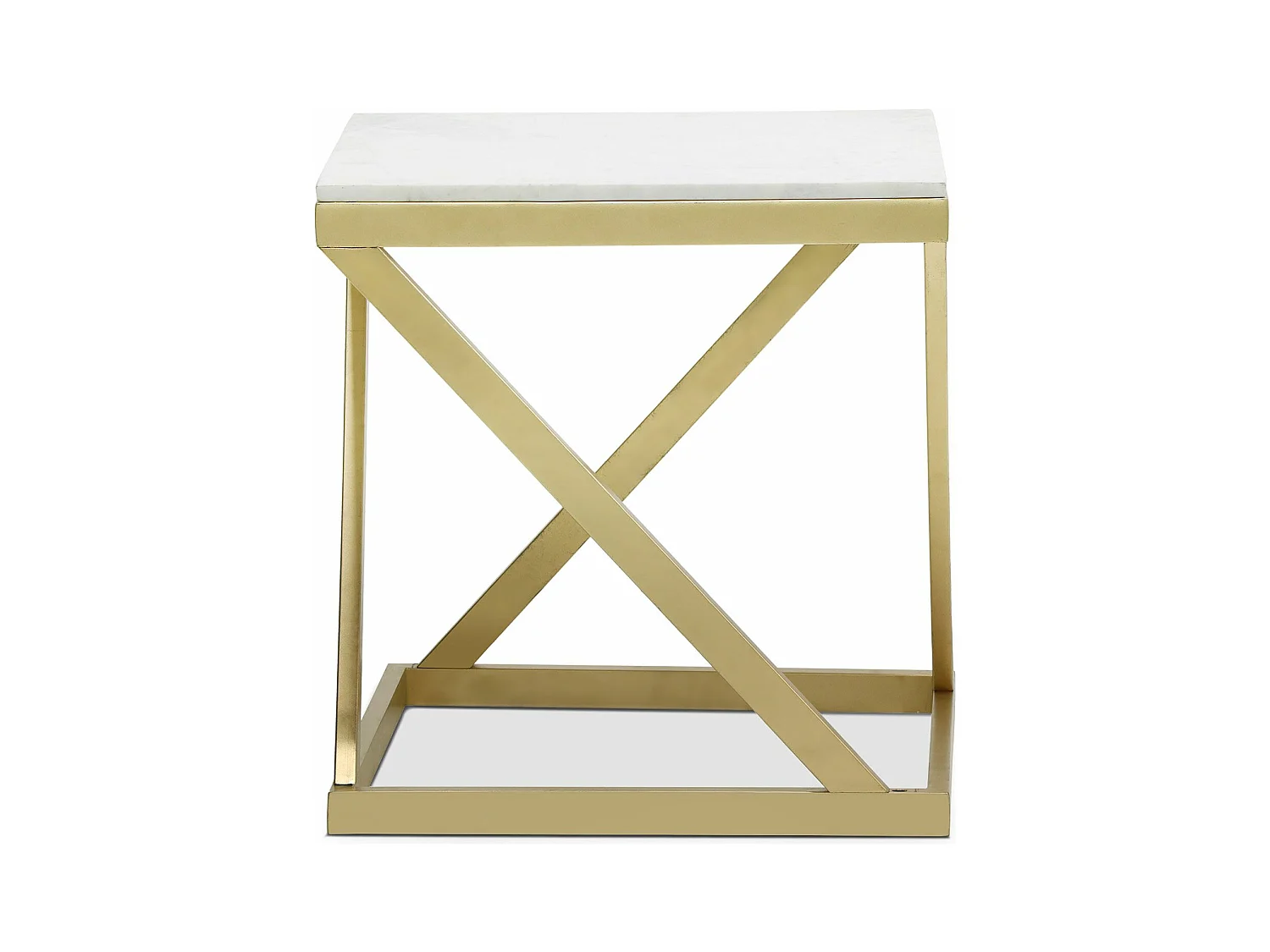 Table d'Appoint Design "Palamo" 57cm Or & Blanc