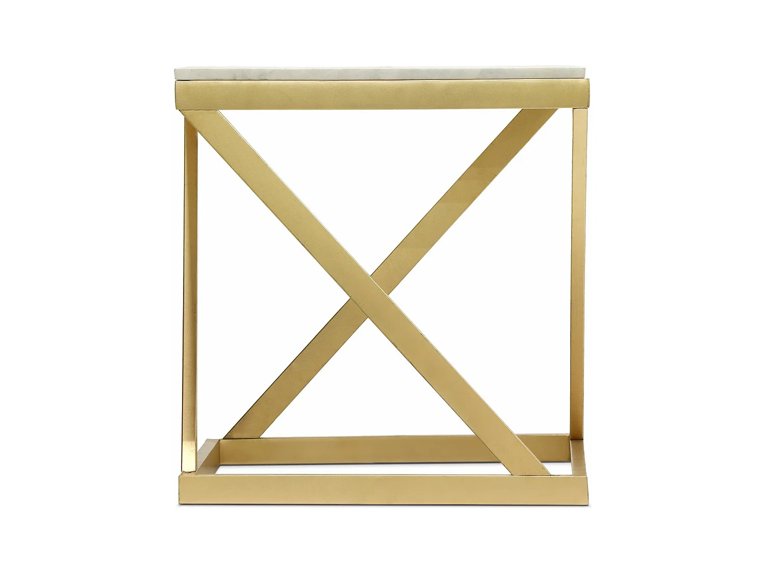 Table d'Appoint Design "Palamo" 57cm Or & Blanc