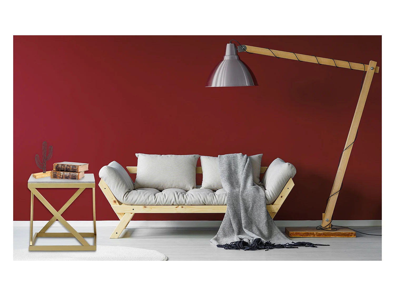 Table d'Appoint Design "Palamo" 57cm Or & Blanc