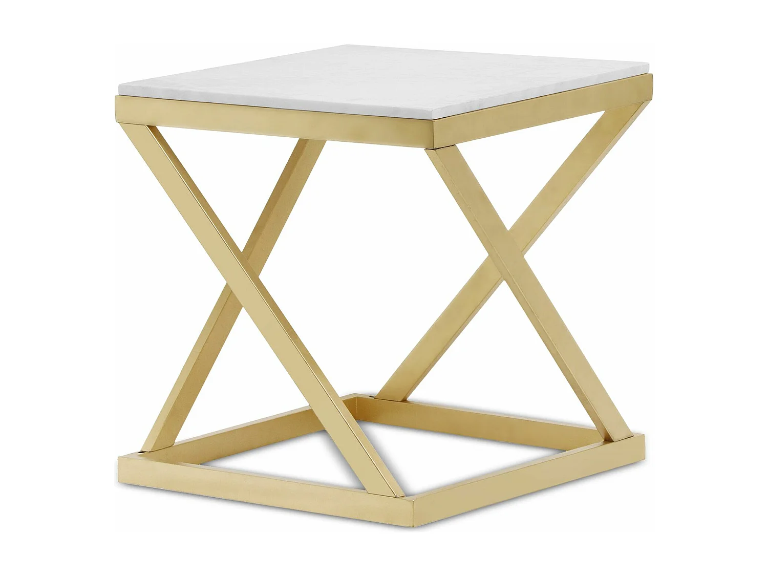 Table d'Appoint Design "Palamo" 57cm Or & Blanc