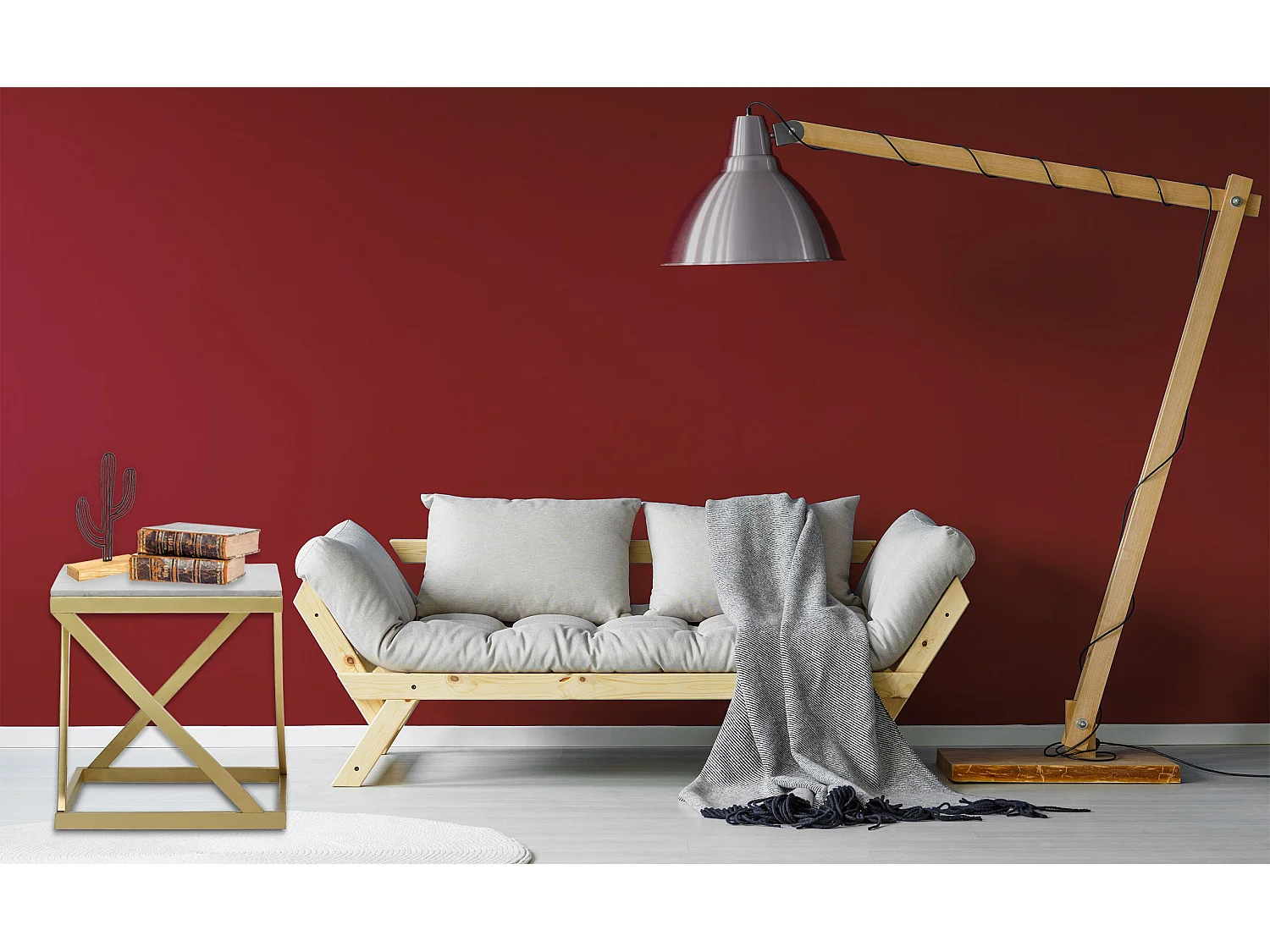 Table d'Appoint Design "Palamo" 57cm Or & Blanc