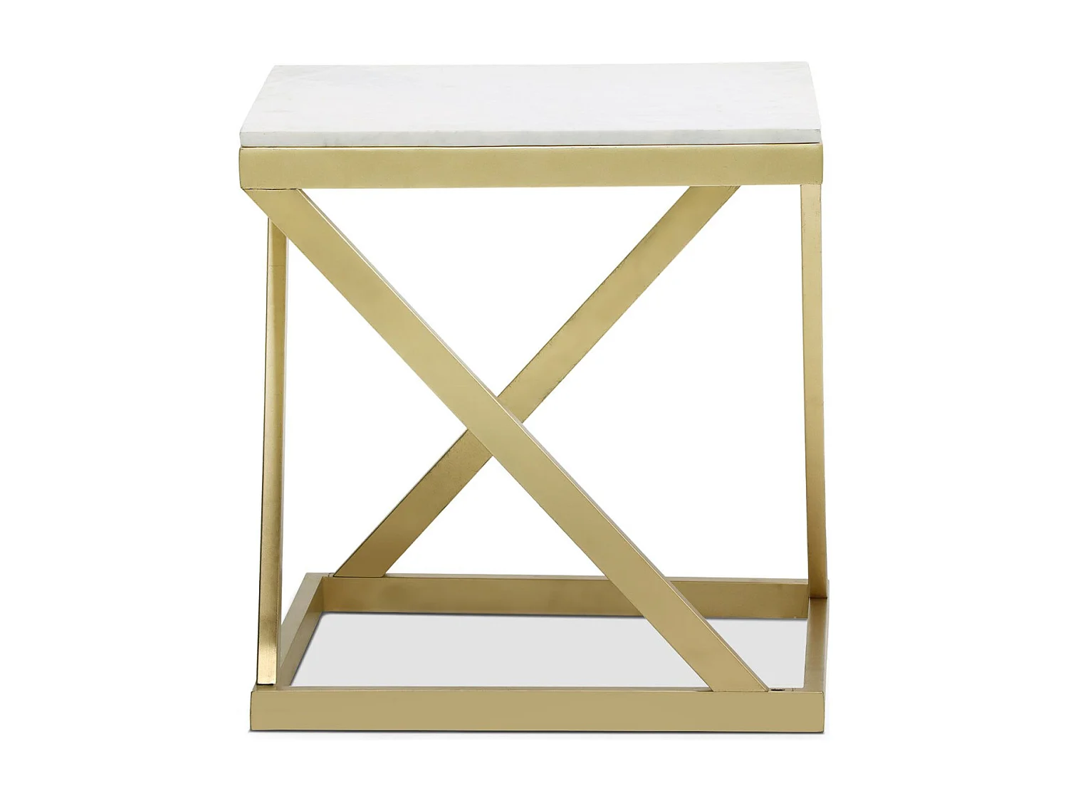 Table d'Appoint Design "Palamo" 57cm Or & Blanc