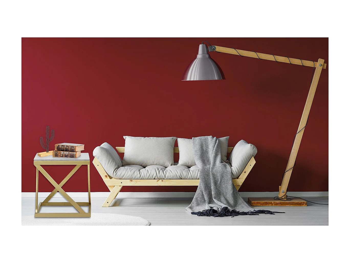 Table d'Appoint Design "Palamo" 57cm Or & Blanc