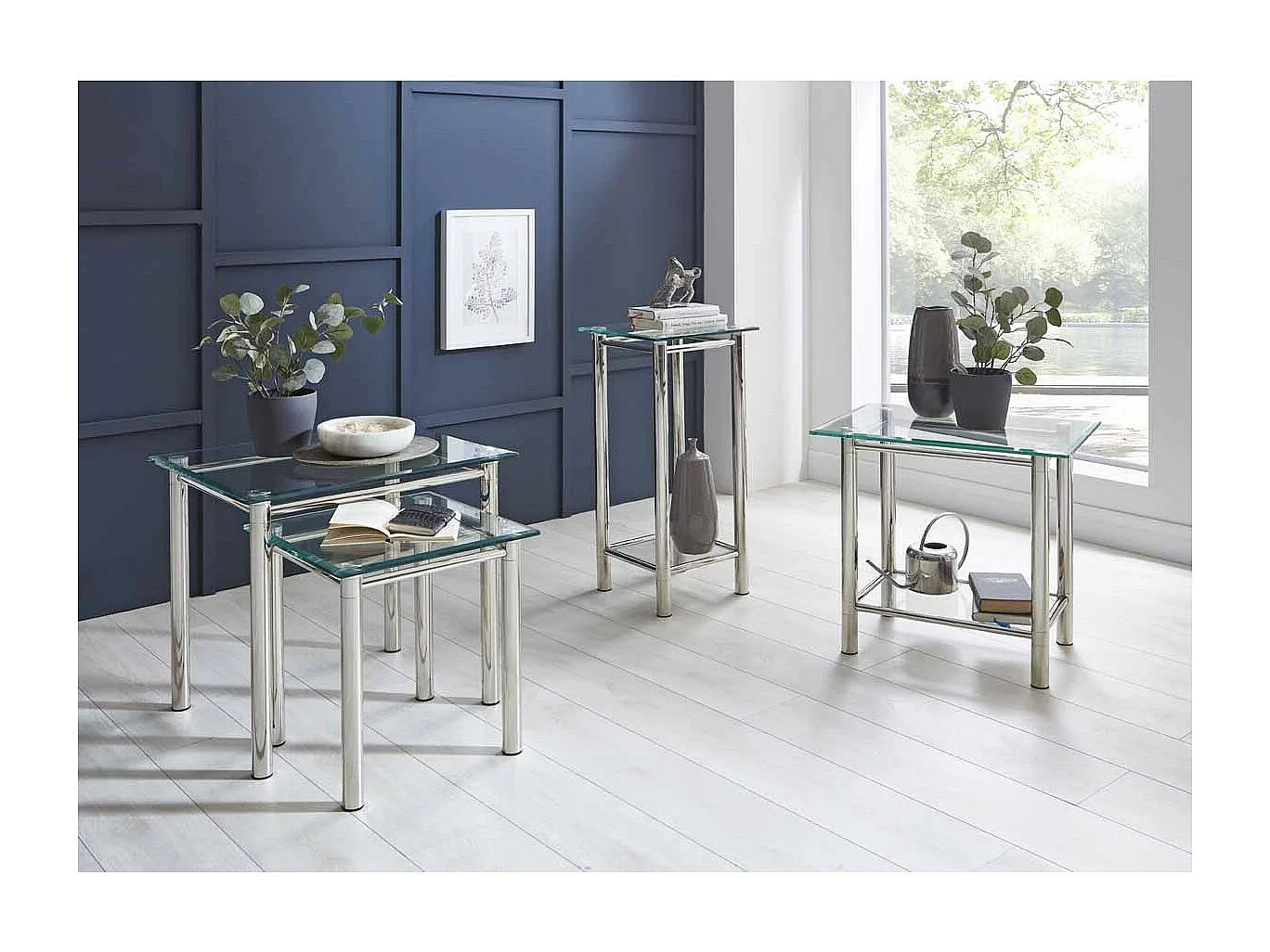 Table d'Appoint Design "Fygas" 60cm Argent