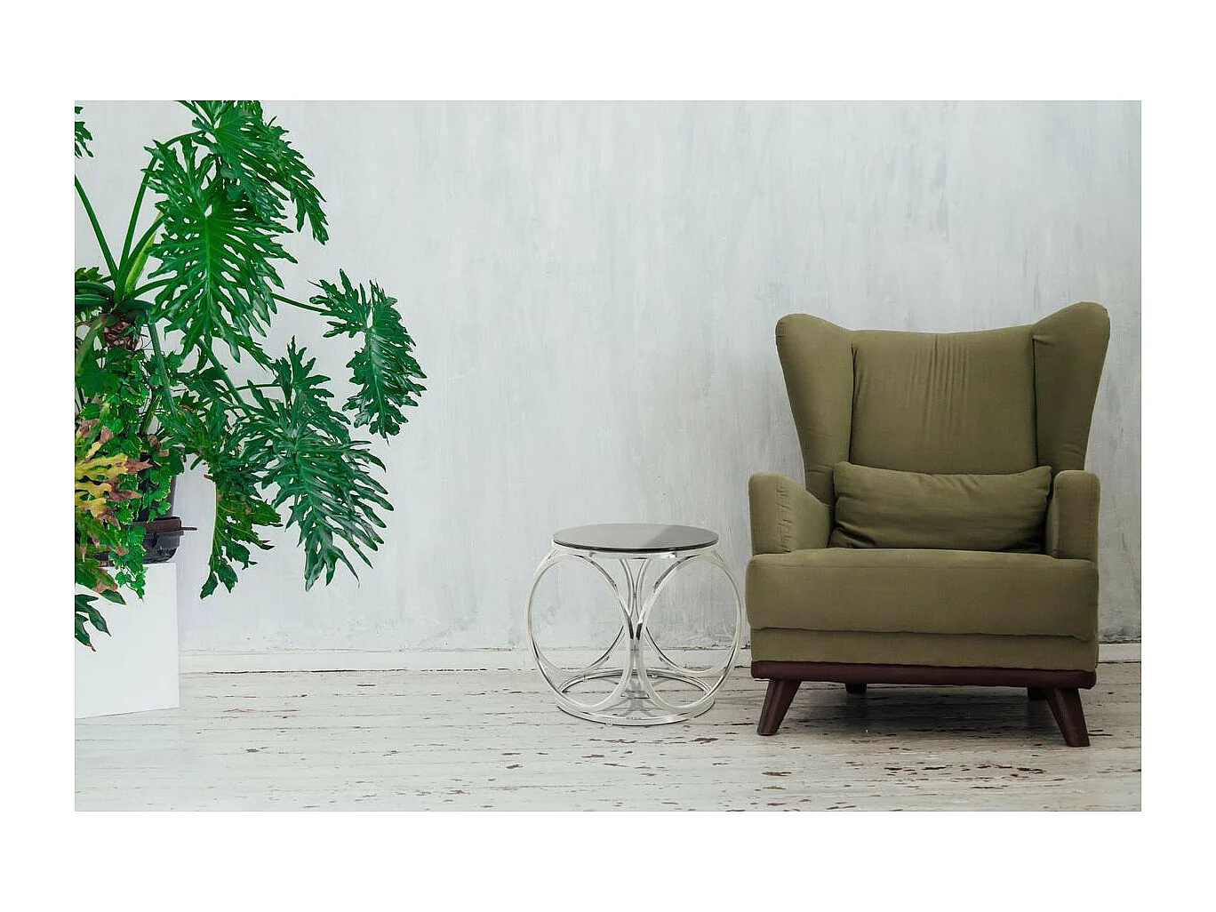 Table d'Appoint Design "Whitney" 42cm Noir & Argent