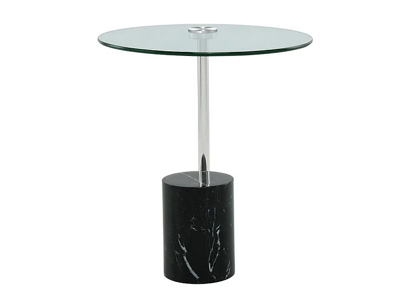 Table d'Appoint en Marbre "Rosario" 50cm Argent & Noir