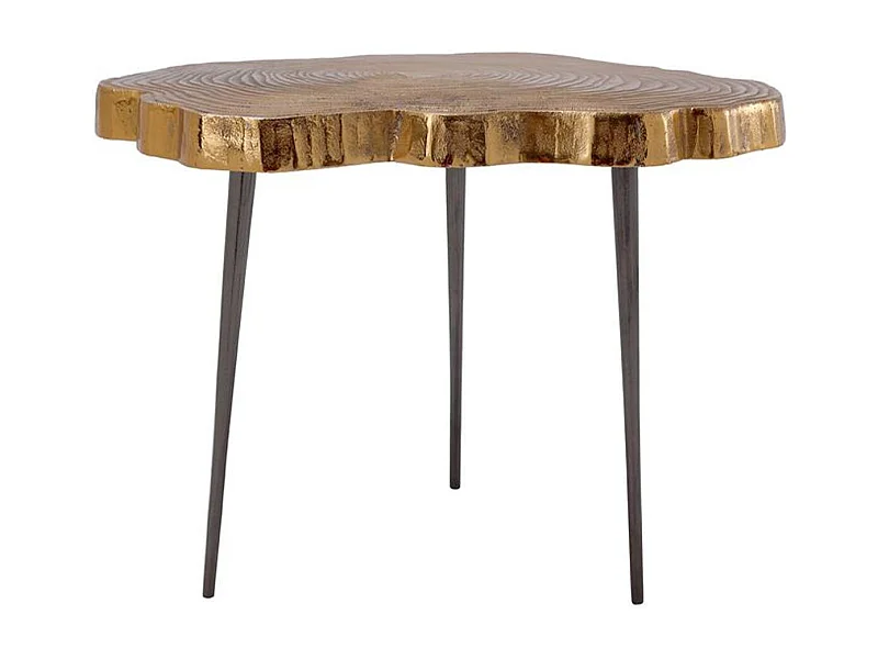 Table d'Appoint Design "Wood Art" 65cm Or