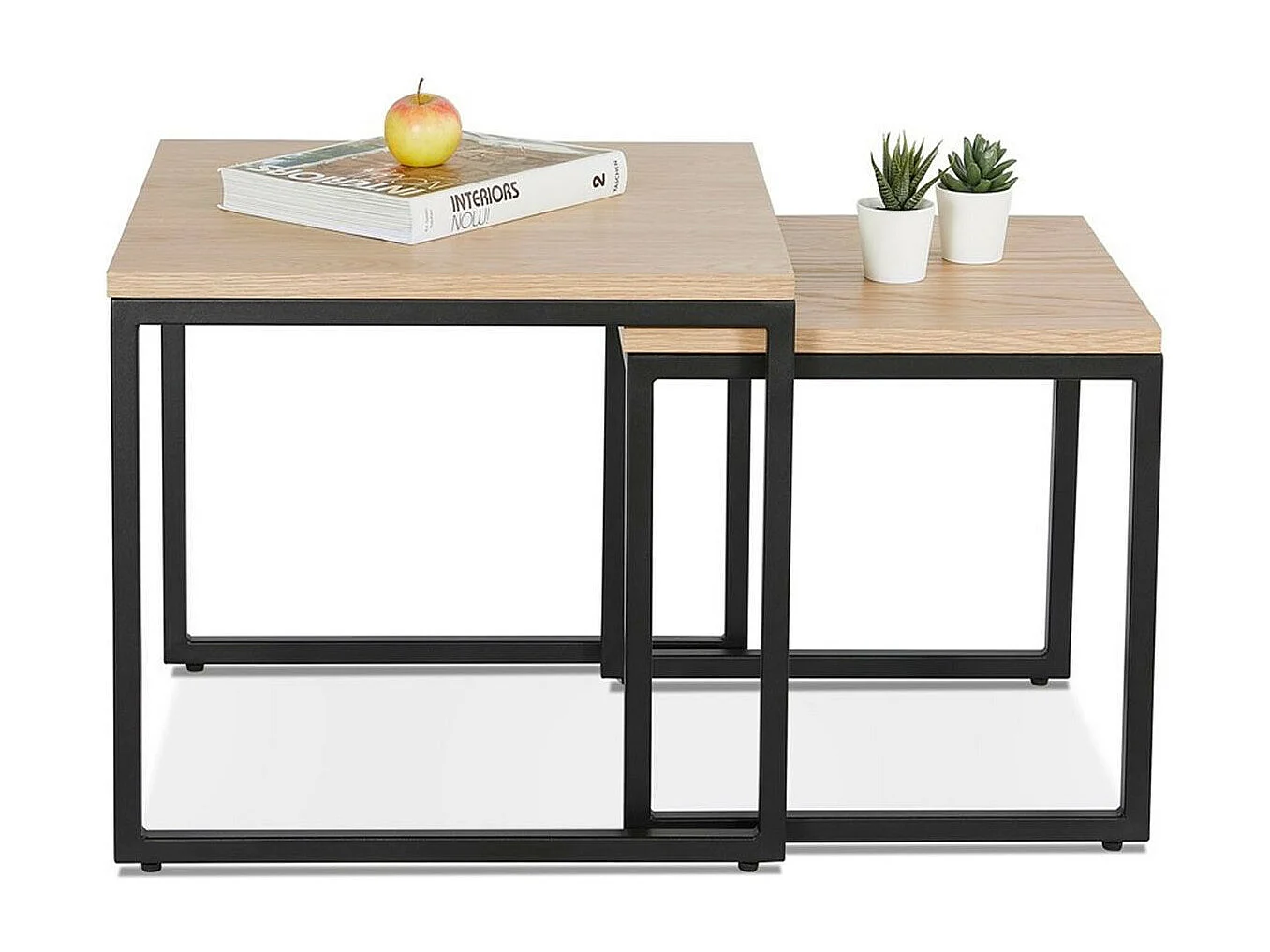 Lot de 2 Tables Gigognes Bois "Lyna" 50cm Naturel