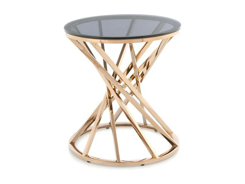 Table d'Appoint Design "Wesley" 42cm Gris & Or Rose