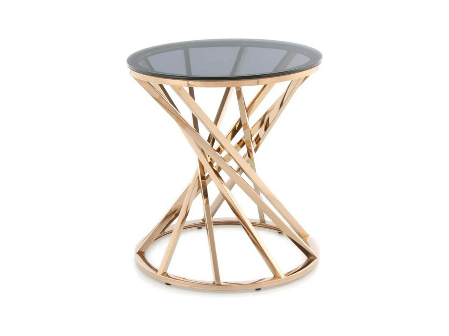 Table d'Appoint Design "Wesley" 42cm Gris & Or Rose