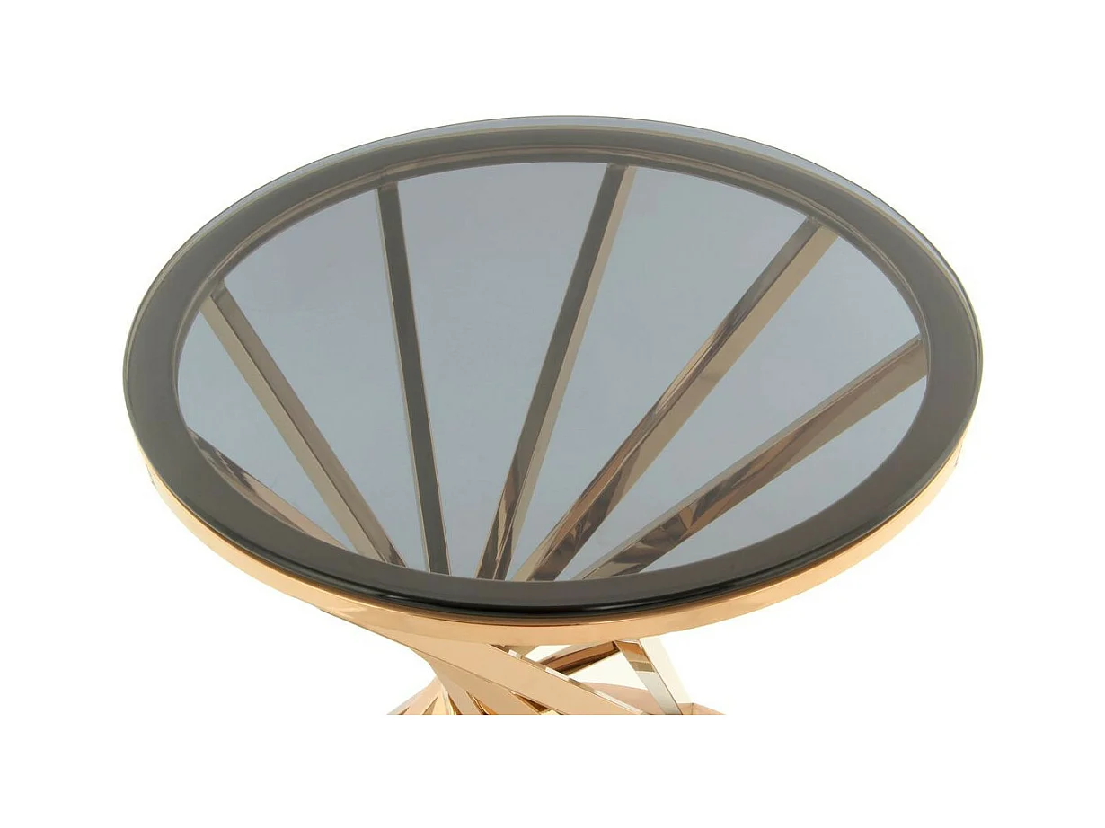 Table d'Appoint Design "Wesley" 42cm Gris & Or Rose