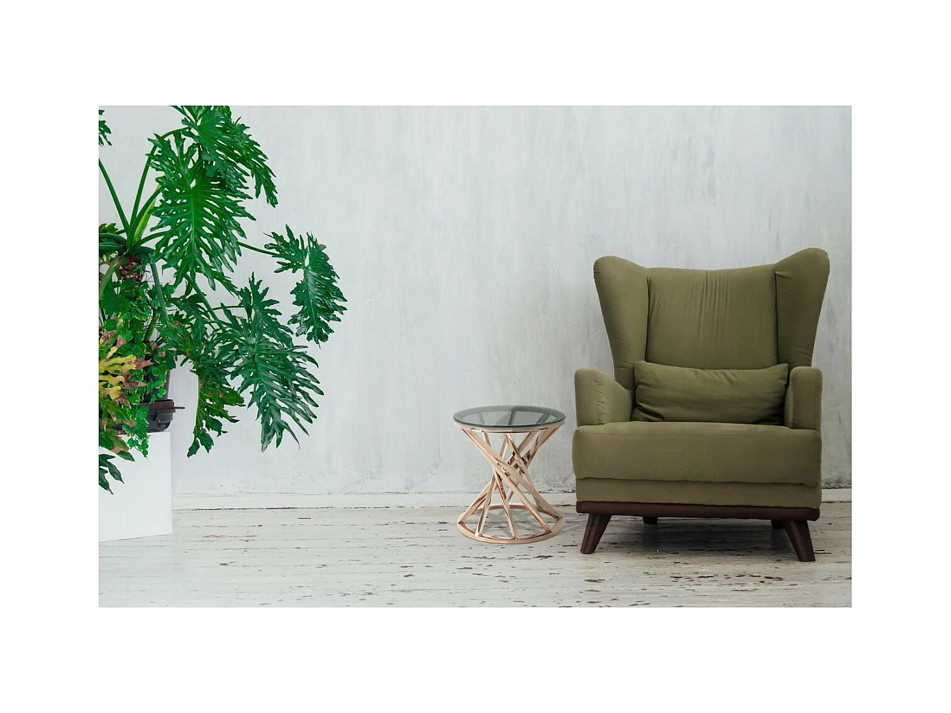 Table d'Appoint Design "Wesley" 42cm Gris & Or Rose