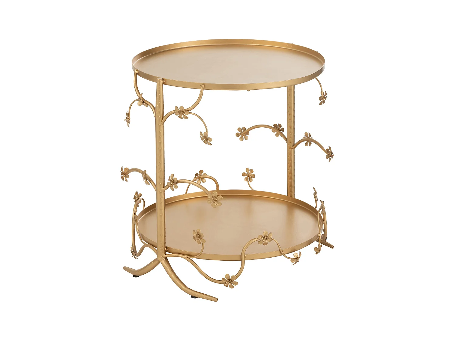 Goudkleurige metalen bijzettafel met Lilo-patronen D 48 cm