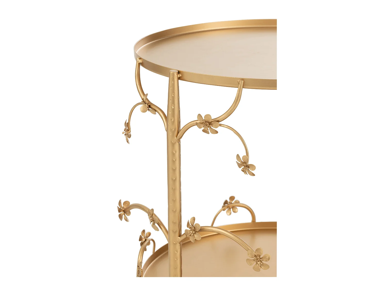 Goudkleurige metalen bijzettafel met Lilo-patronen D 48 cm