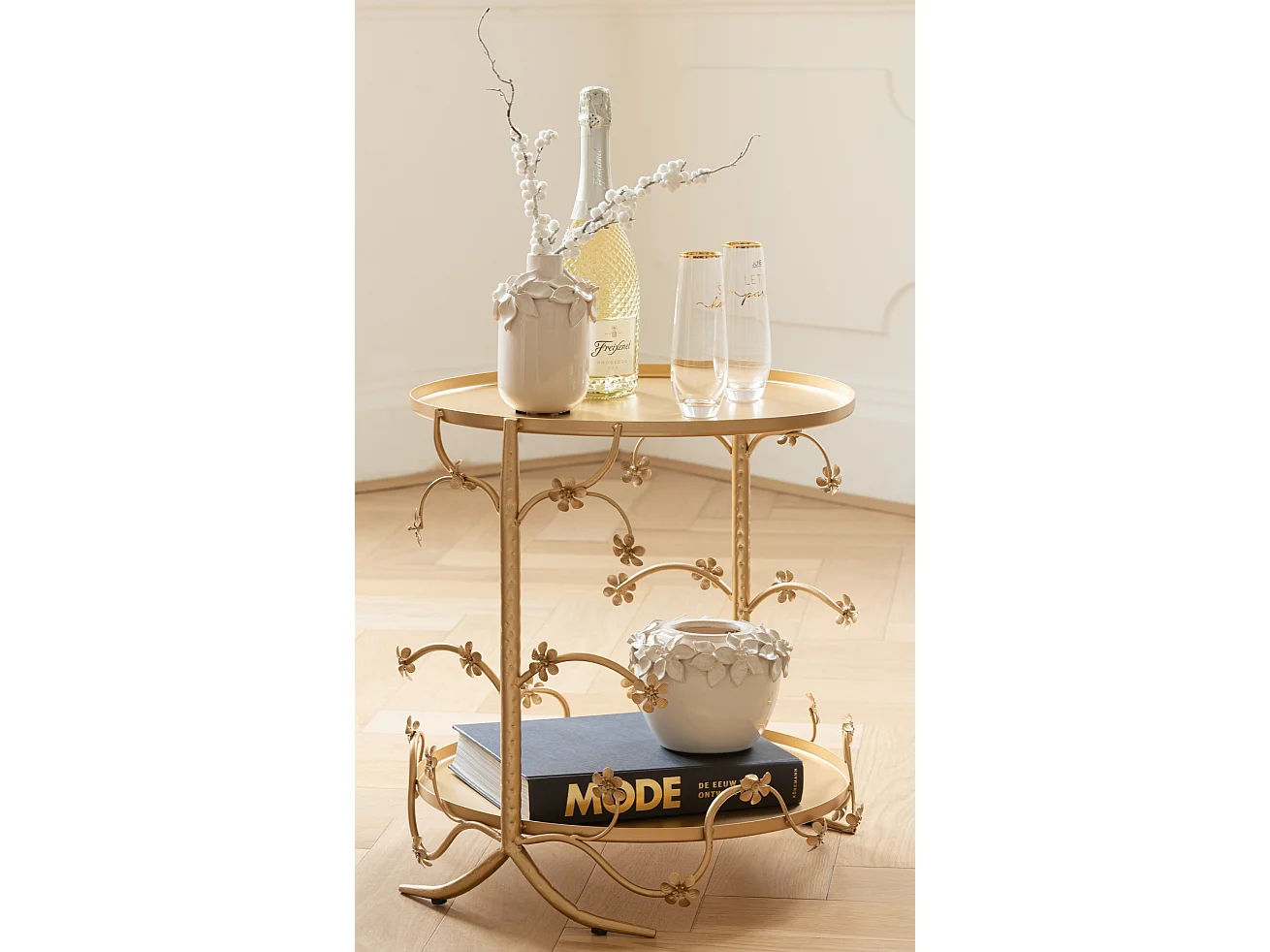 Table d'Appoint en Métal "Curama" 49cm Or