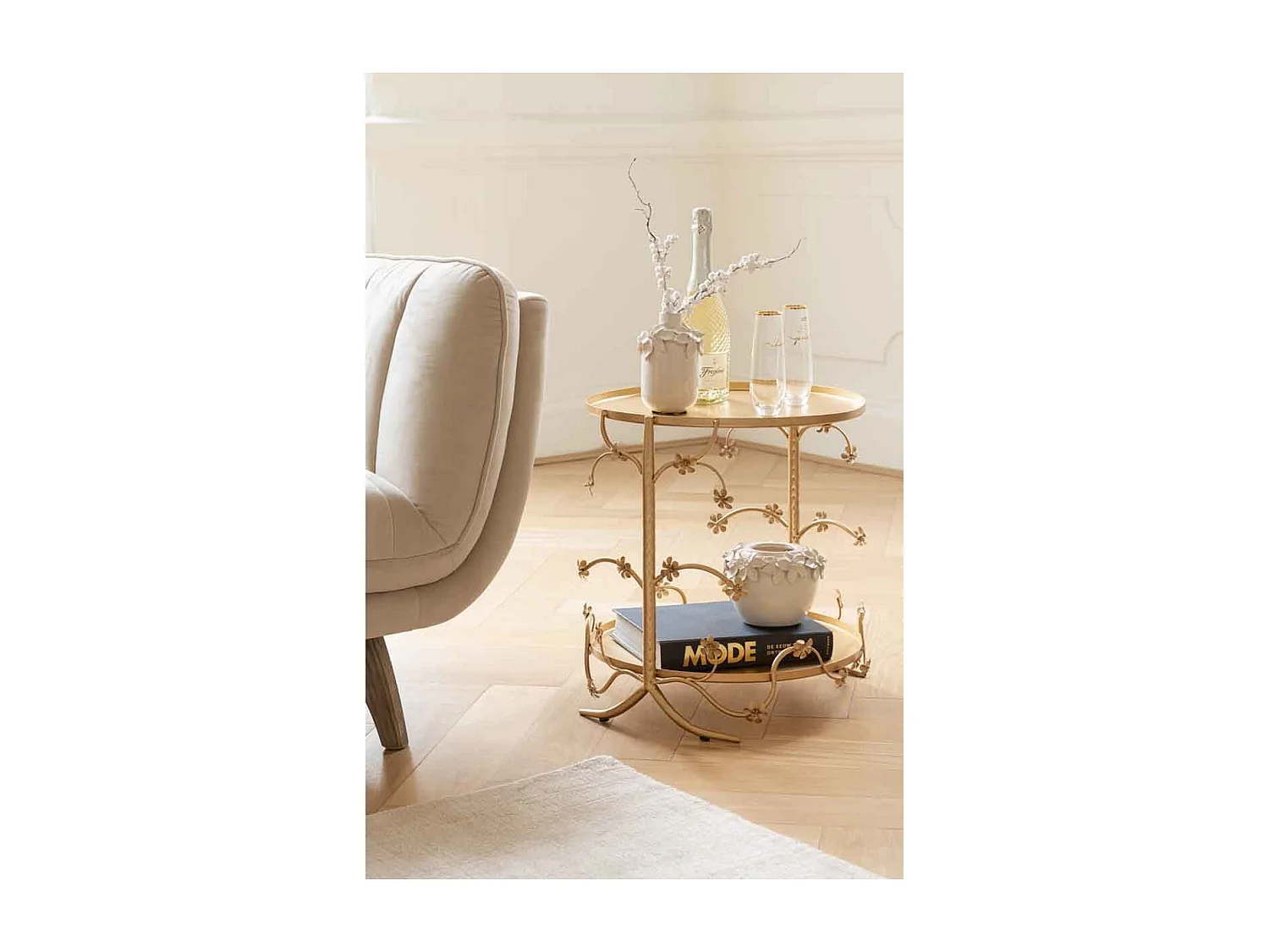 Table d'Appoint en Métal "Curama" 49cm Or