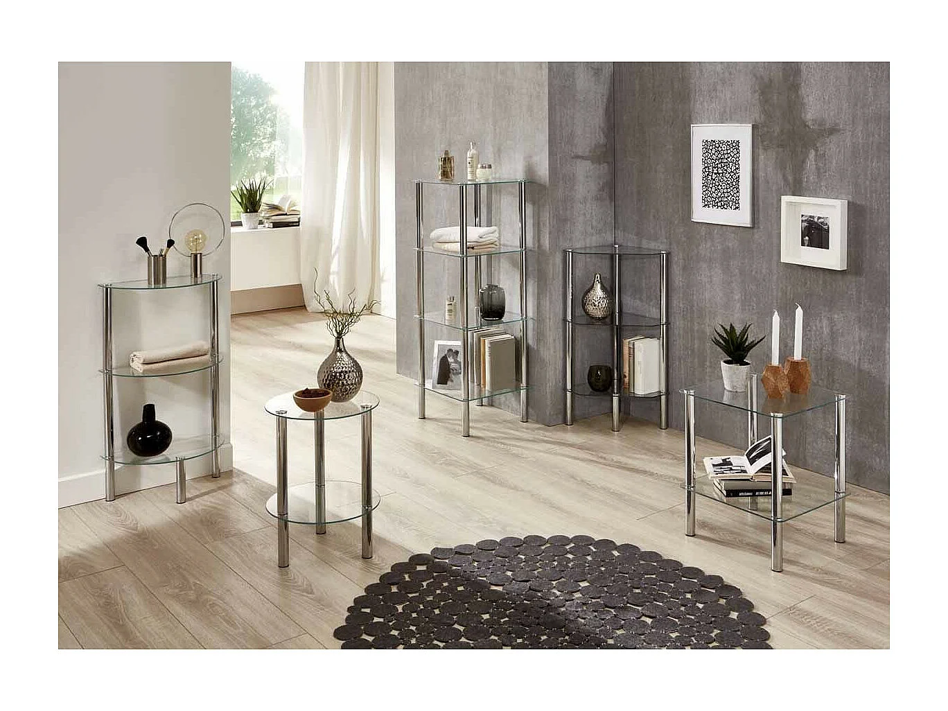 Table d'Appoint Ronde Design "Eliot" 47cm Transparent