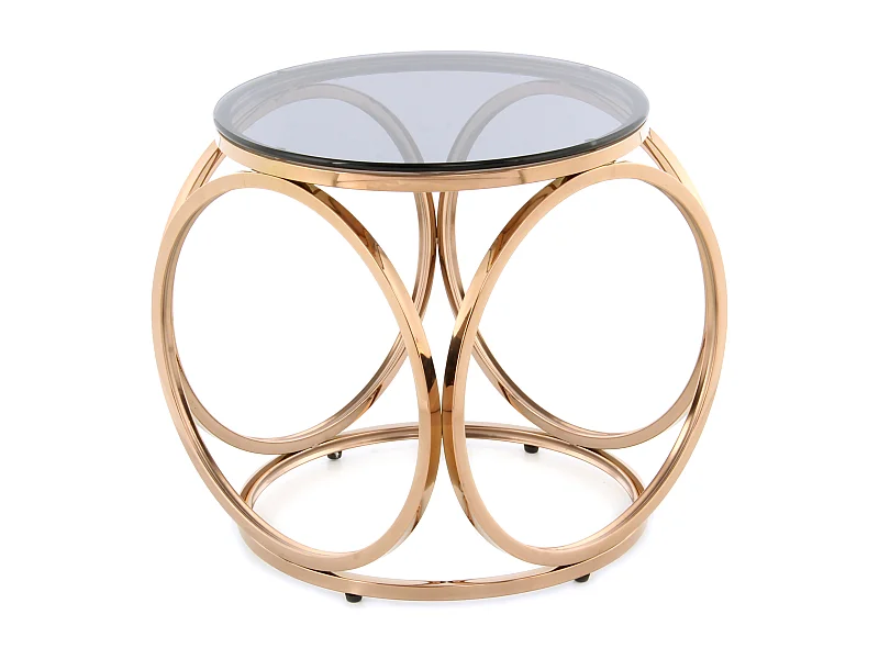 Table d'Appoint Design "Whitney" 42cm Gris & Or Rose