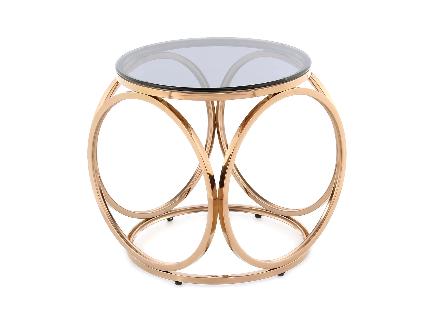 Table d'Appoint Design "Whitney" 42cm Gris & Or Rose