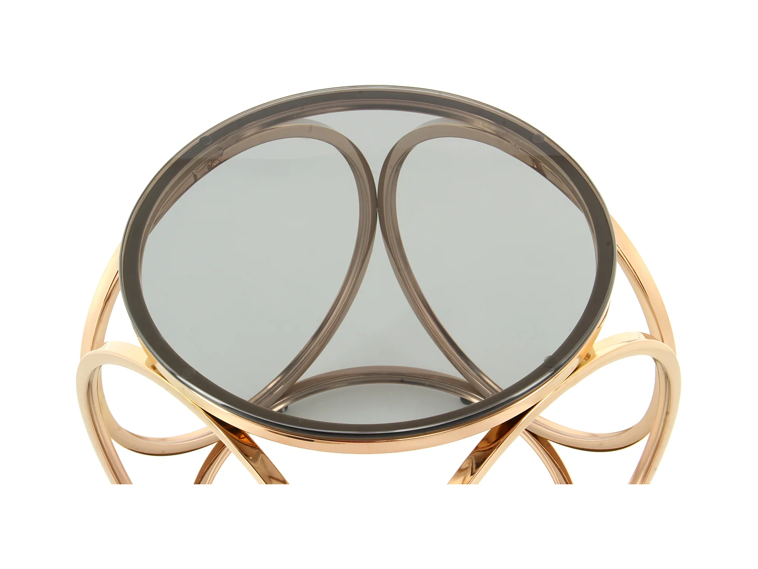 Table d'Appoint Design "Whitney" 42cm Gris & Or Rose