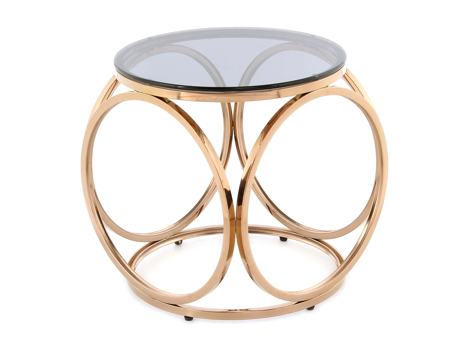 Table d'Appoint Design "Whitney" 42cm Gris & Or Rose