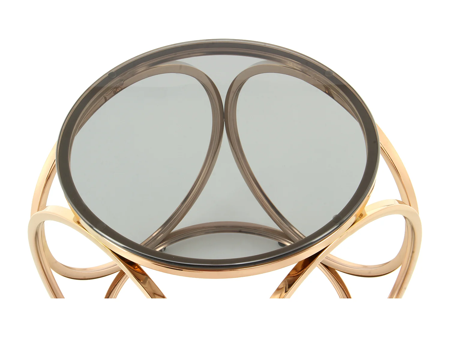 Table d'Appoint Design "Whitney" 42cm Gris & Or Rose