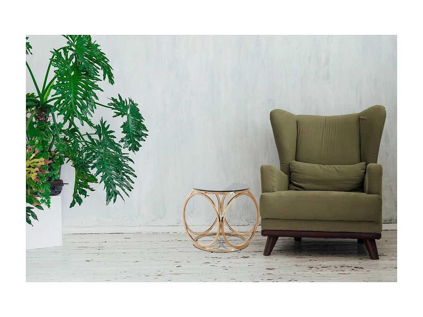 Table d'Appoint Design "Whitney" 42cm Gris & Or Rose