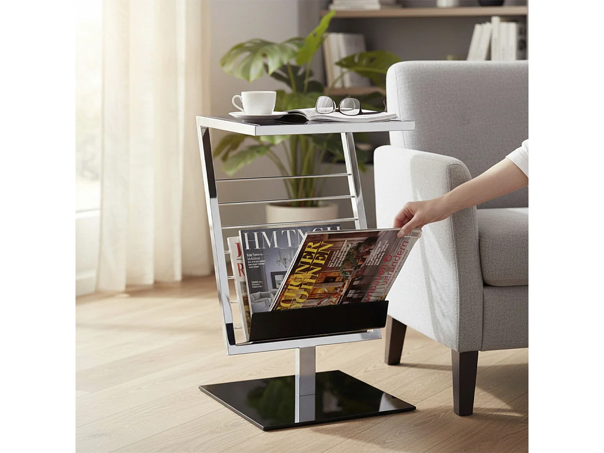 Table d'Appoint Design "Revue" 60cm Noir