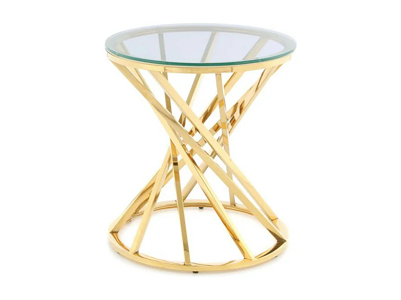 Table d'Appoint Design "Wesley" 55cm Transparent & Or