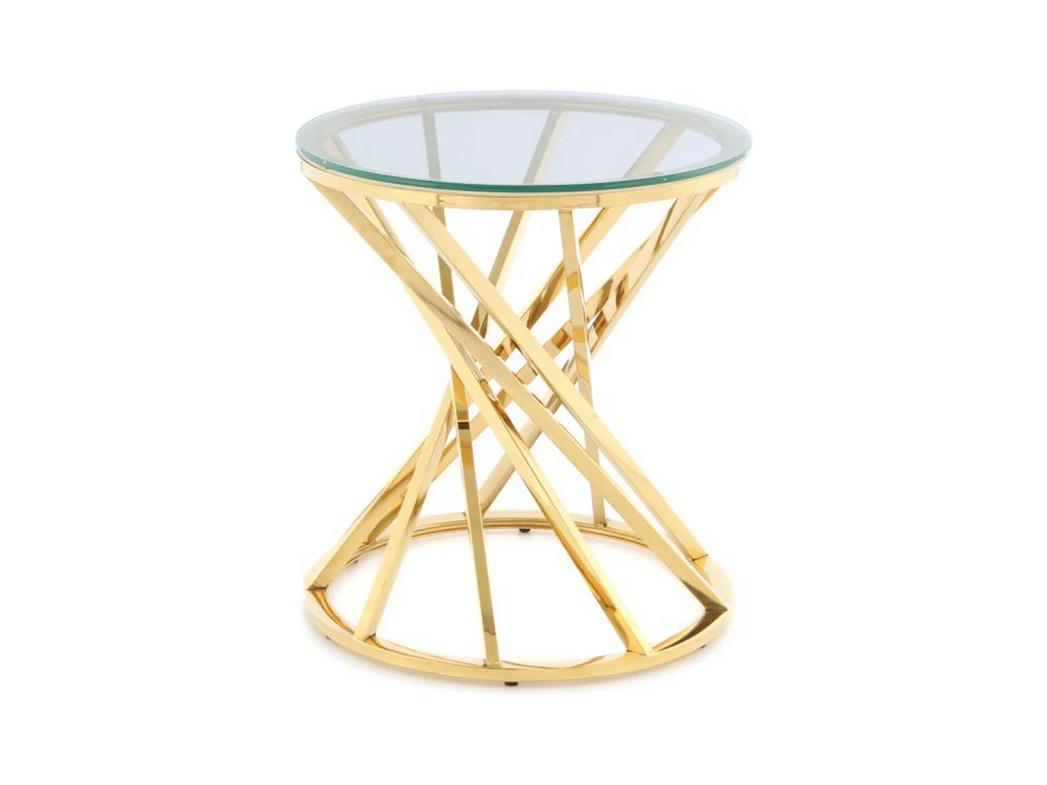 Table d'Appoint Design "Wesley" 55cm Transparent & Or