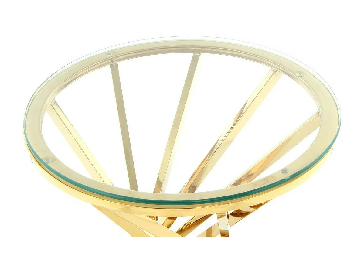 Table d'Appoint Design "Wesley" 55cm Transparent & Or