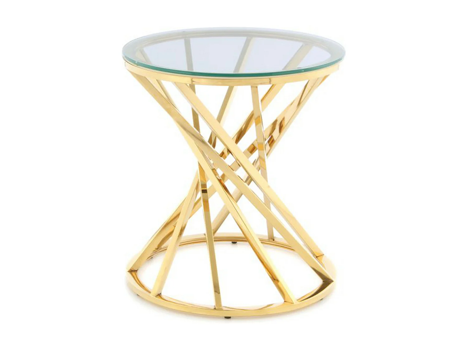 Table d'Appoint Design "Wesley" 55cm Transparent & Or