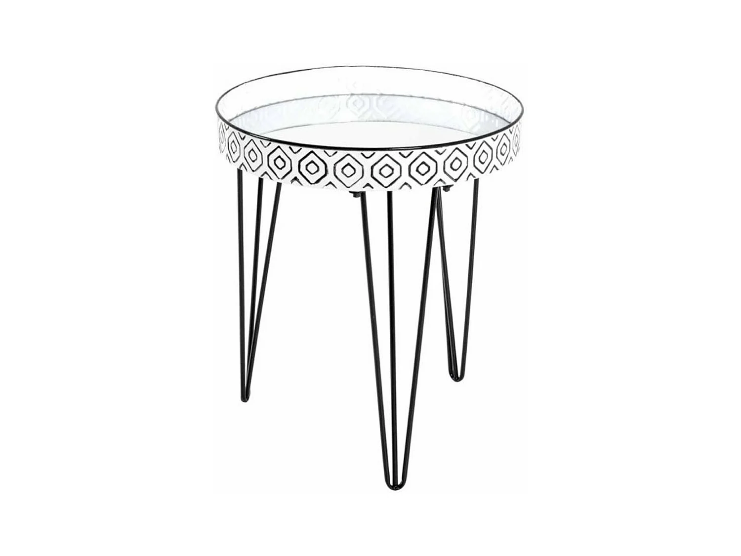 Table d'Appoint Déco "Holy" 53cm Noir & Blanc
