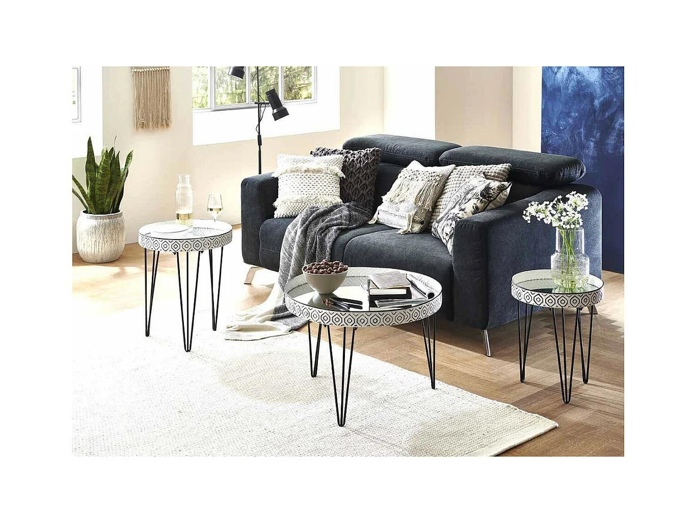 Table d'Appoint Déco "Holy" 53cm Noir & Blanc