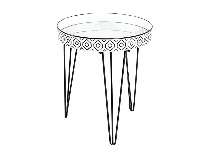 Table d'Appoint Déco "Holy" 53cm Noir & Blanc