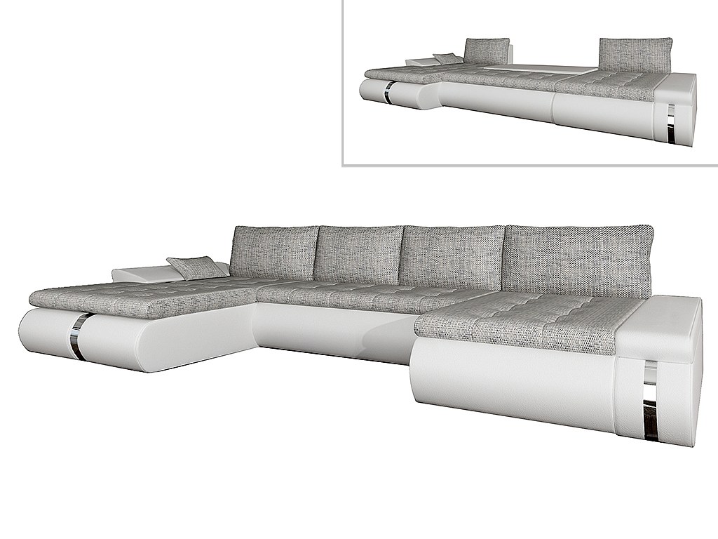 Sofá cama rinconero XXL bicolor blanco y gris AZELMA