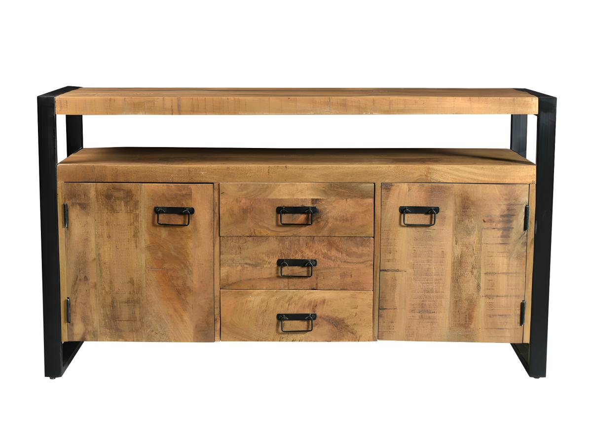 Sideboard mit 2 Türen & 3 Schubladen - Mangoholz & Metall - HARLEM günstig online kaufen