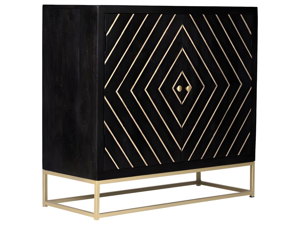 Sideboard Art Déco Holz & Metall PRISMIN - 2 Türen