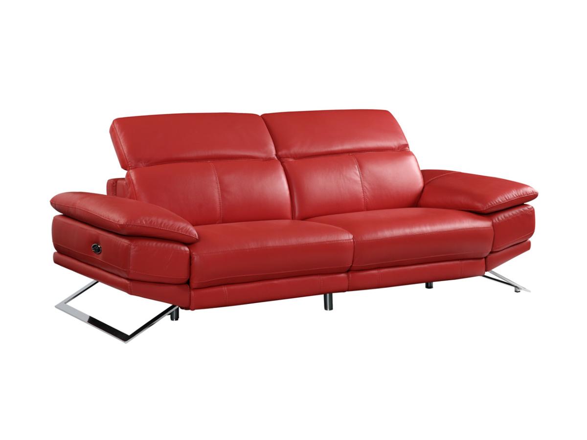 Canape 3 Places Relax Electrique En Cuir Rouge Puno