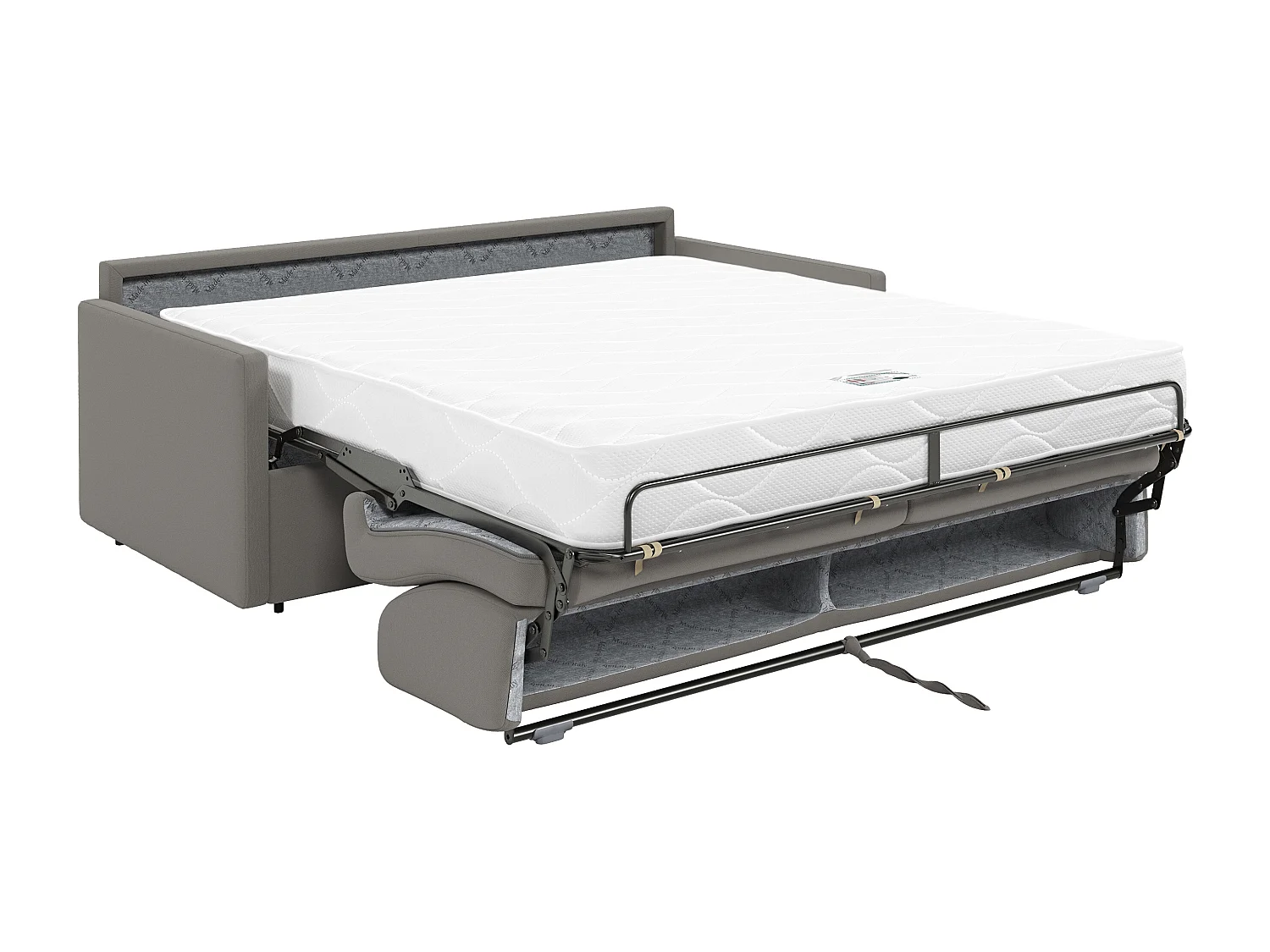Driezits express bedbank van stof CALIFE - Licht grijs - Slaap afmeting 140  cm - matras 18 cm
