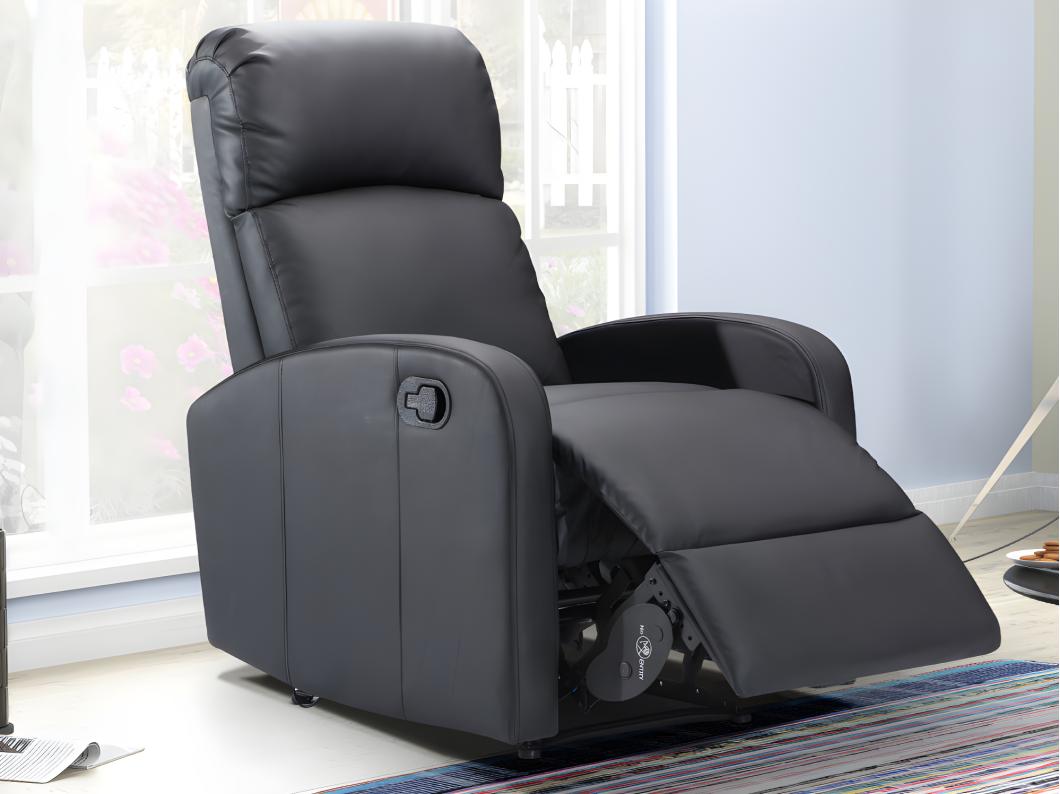 Relaxfauteuil van kunstleer ISAO - Zwart