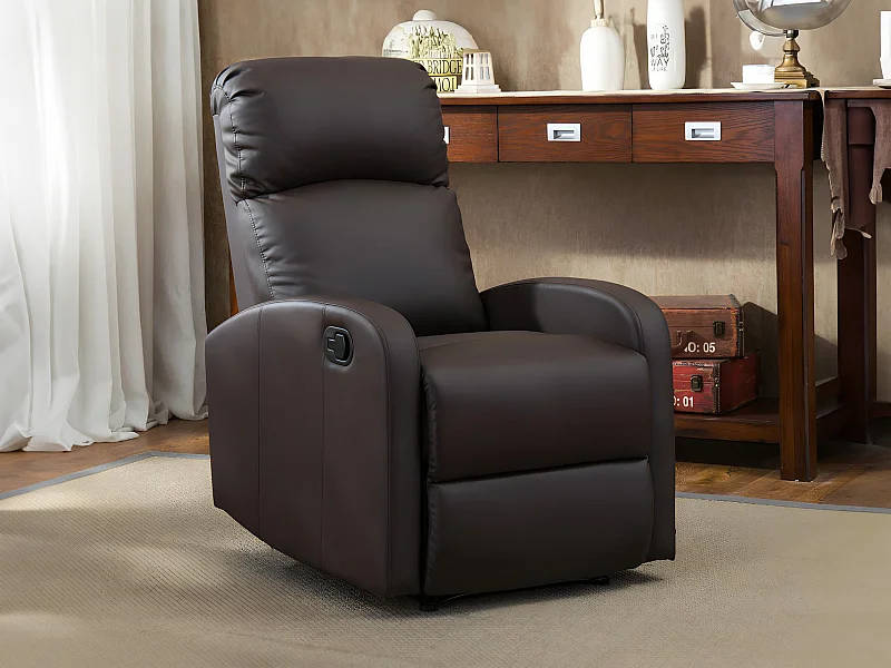 Relaxfauteuil van kunstleer ISAO - Bruin