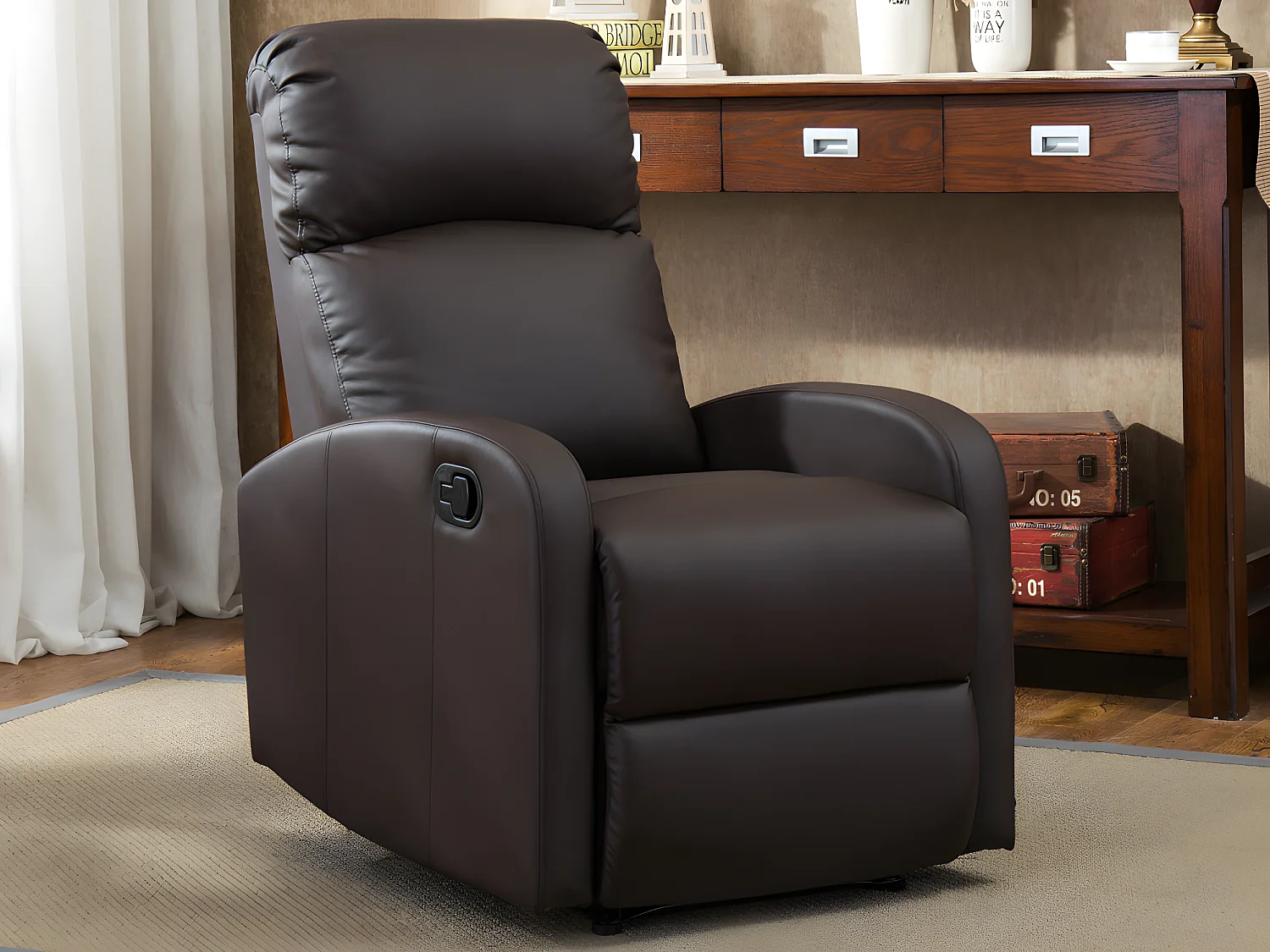 Fauteuil relax en simili ISAO - Marron