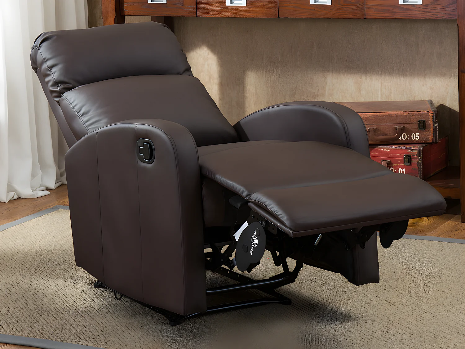 Sillón relax de piel sintética ISAO - Marrón