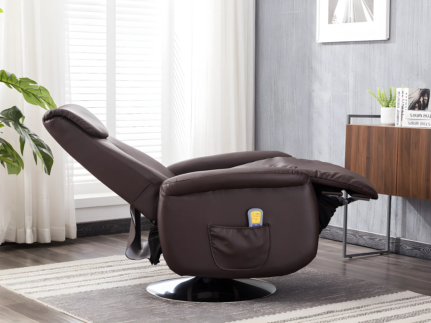 Fauteuil massant KOSTAS en simili - Marron 